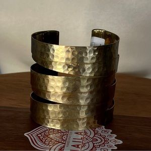 Brass Hammered Wide Cuff Bracelet Made in India